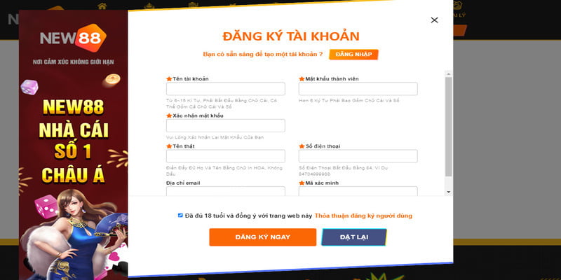 Hướng dẫn đăng ký New88 đơn giản với vài thao tác